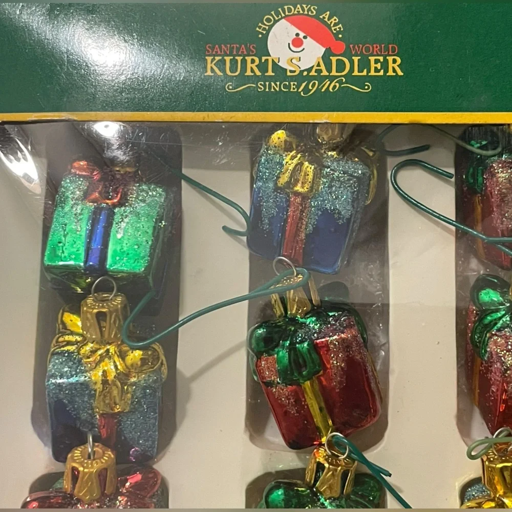 Kurt Adler Mini Glass Nutcracker and Presents  Christmas Ornaments 2